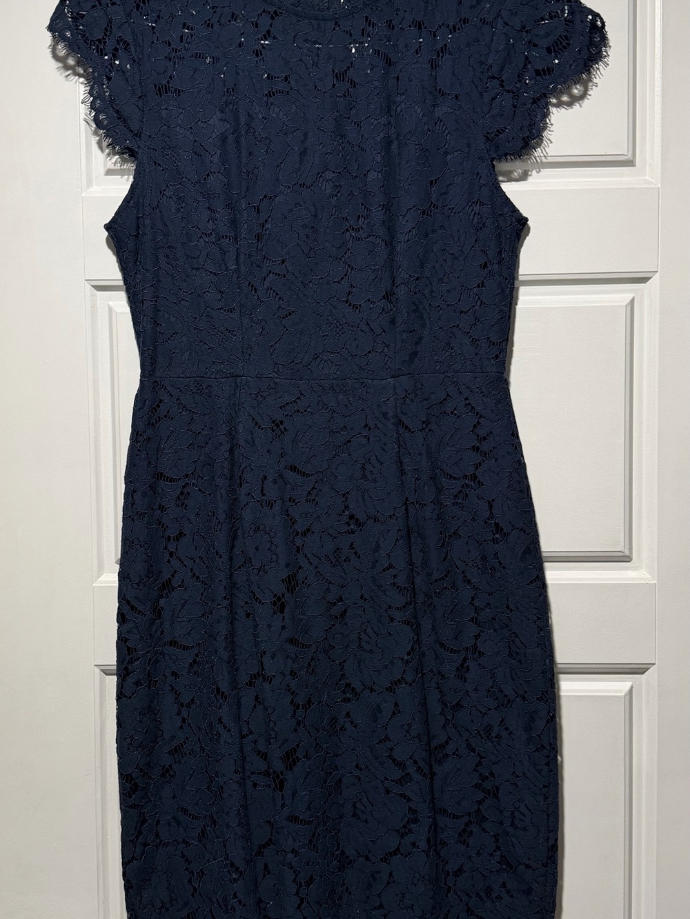 Merokeety Classic Lace Cap-Sleeve Dress - Navy - S